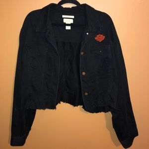 Black Denim Jacket with Harley Davidson Patch